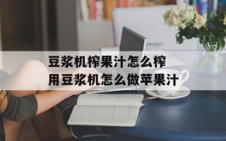 豆浆机榨果汁怎么榨 用豆浆机怎么做苹果汁