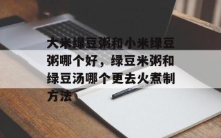 大米绿豆粥和小米绿豆粥哪个好，绿豆米粥和绿豆汤哪个更去火煮制方法