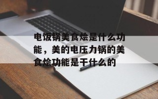 电饭锅美食烩是什么功能，美的电压力锅的美食烩功能是干什么的