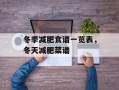 冬季减肥食谱一览表，冬天减肥菜谱