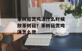 茶树菇煲鸡汤什么时候放茶树菇？茶树菇煲鸡汤怎么煲