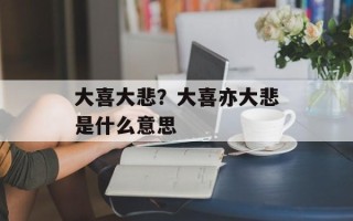 大喜大悲？大喜亦大悲是什么意思