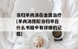 当归羊肉汤在金匮治疗(羊肉汤搭配当归早在什么书籍中有详细的记载)