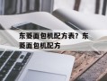 东菱面包机配方表？东菱面包机配方