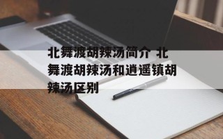 北舞渡胡辣汤简介 北舞渡胡辣汤和逍遥镇胡辣汤区别