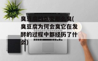 臭豆腐的危害那么臭(臭豆腐为何会臭它在发酵的过程中都经历了什么)