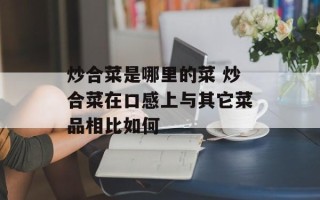 炒合菜是哪里的菜 炒合菜在口感上与其它菜品相比如何
