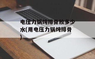 电压力锅炖排骨放多少水(用电压力锅炖排骨)