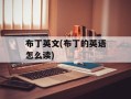 布丁英文(布丁的英语怎么读)