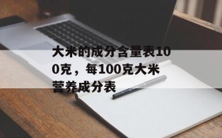 大米的成分含量表100克，每100克大米营养成分表