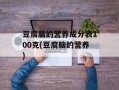 豆腐脑的营养成分表100克(豆腐脑的营养)