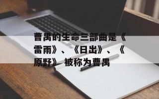 曹禺的生命三部曲是《雷雨》、《日出》、《原野》 被称为曹禺
